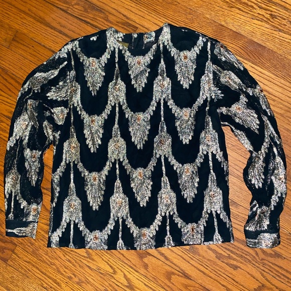 destinee Tops - Vintage 60s Metallic steampunk Formal Evening Shirt Cocktail disco egirl Top~10